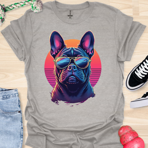Retro Frenchie with Sunglasses - V1 - Retro One T-Shirt